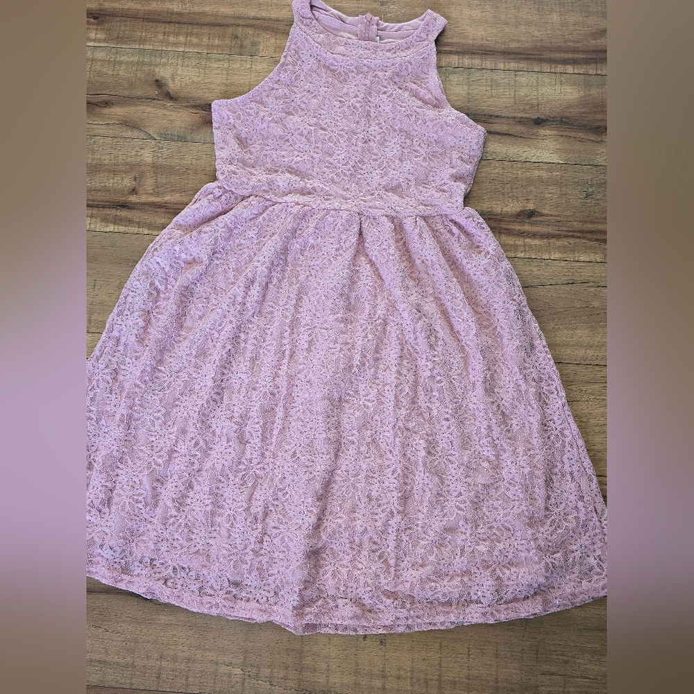 Girls Pink Lace Dress